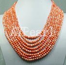 multi strand coral beaded necklace Under $ 40