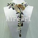 gemstone and shell flower necklace