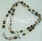 smoky quartz and pearl shell necklace under $ 20