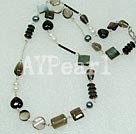 pearl shell and smoky quartz necklace under $ 10