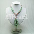 2-strand pearl and aquamarine chips necklace