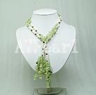 7-8mm pearl and green rutilated quartz necklace