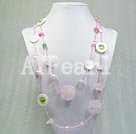 Discount rose quartz and shell necklace