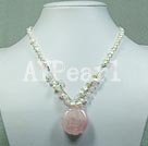 pearl and rose quartz necklace