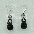 black crystal drop earrings