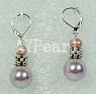 pearl and seashell beads earrings