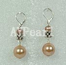 Discount pearl and seashell beads ball earrings