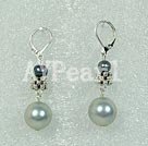 pearl and seashell beads ball earrings