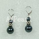 pearl and seashell beads ball earrings