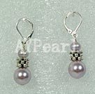 pearl and seashell beads ball earrings