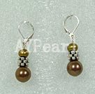 pearl and seashell beads ball earrings