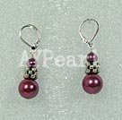 pearl and seashell beads ball earrings