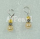 pearl and seashell beads ball earrings