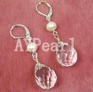pearl and white crystal drop earrings