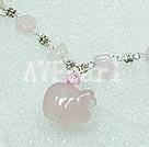 pig shaped rose quartz necklace