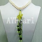 pearl and peridot jade necklace under $ 15