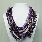 multi strand pearl and amethyst and garnet necklace under $ 30