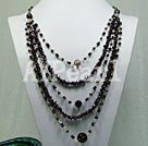 Handmade garnet crystal pearl necklace