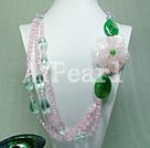 Discount agata e quarzo rosa collana di fiori
