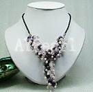 pearl and amethyst and rose quartz necklace