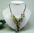 Discount pearl and aventurine and agate necklace