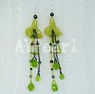 crystal and south korean jade flower earrings