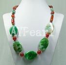 red carnelian and green agate necklace