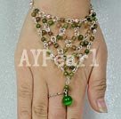 fashion pearl and unakite bracelet