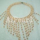 5-6mm pink pearl bridal necklace