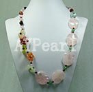 rose quartz and agate flower necklace under $ 20