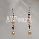 Handmade pearl garnet earring