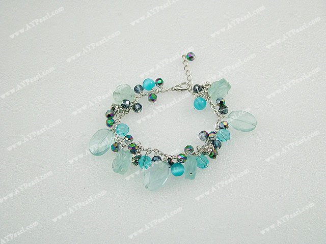 blue crystal and cat's eye bracelet