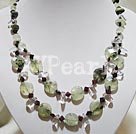 green rutilated quartz and garnet and crystal necklace