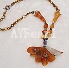 pearl and agate flower necklace under $ 15