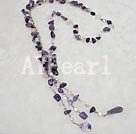 23.5 inches fashion long style pearl and amethyst necklace under $ 15