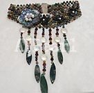 Handmade indian agate shell pearl necklace