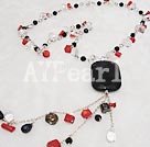 coral and crystal necklace under $ 10