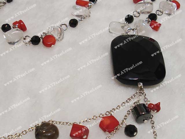 Handmade coral crystal necklace
