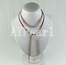 7-8mm pearl with leather cord necklace under $ 5