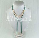 10-11mm pearl with leather cord necklace