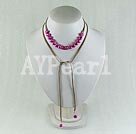 8-9mm dyed pearl with leather cord necklace under $ 3