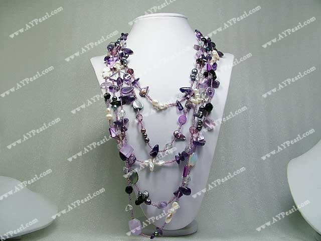 Handmade pearl shell crystal necklace