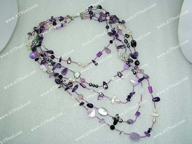 Handmade pearl shell crystal necklace