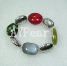 Discount coral and turquoise and agate and serpentine jade bracelet