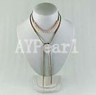 7-8mm pink pearl with leather cord necklace under $ 5