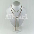 coin pearl and austrian crystal with leather cord necklace Under $ 8