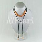 8-9mm dyed pearl with leather cord necklace under $ 3