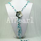 howlite and blue turquoise and shell flower necklace