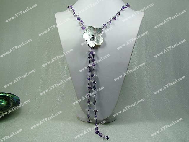 Handmade amethyst shell necklace