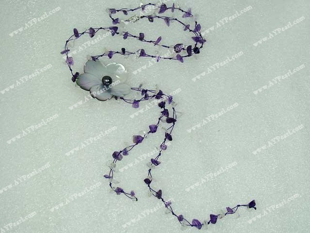 Handmade amethyst shell necklace